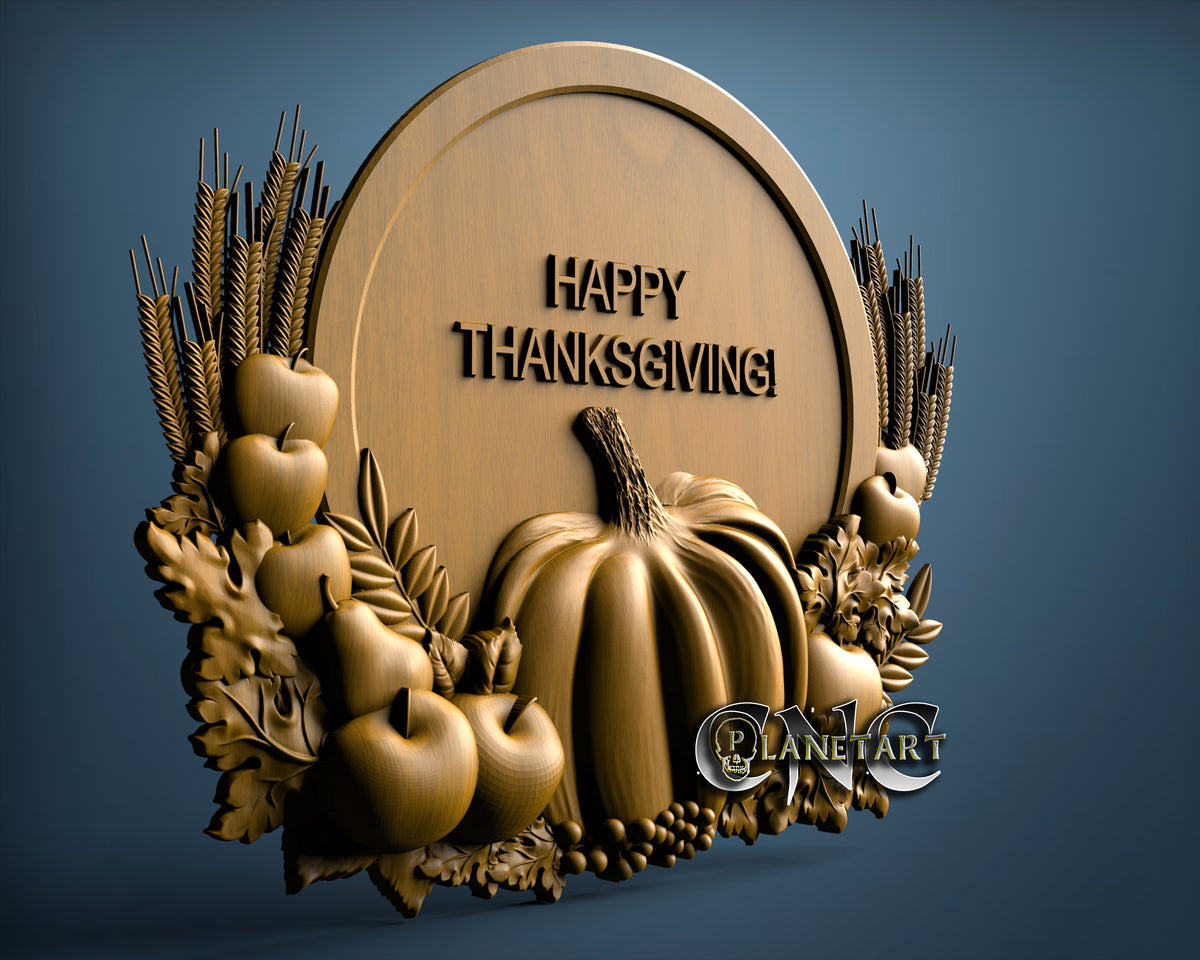 Happy Thanksgiving, 3D STL Model 15037 Cnc Art