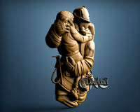 Fireman saving a Girl, 3D STL Model 10068