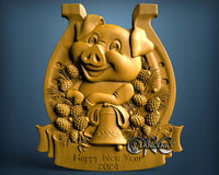 Pig Happy New Year, 3D STL Model 10143 v2