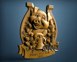 Pig Happy New Year, 3D STL Model 10143 v2