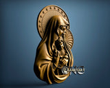 Mary & baby Jesus, 3D STL Model 11124