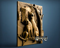 Two Cats Sing in a Tree, 3D STL Model 11292