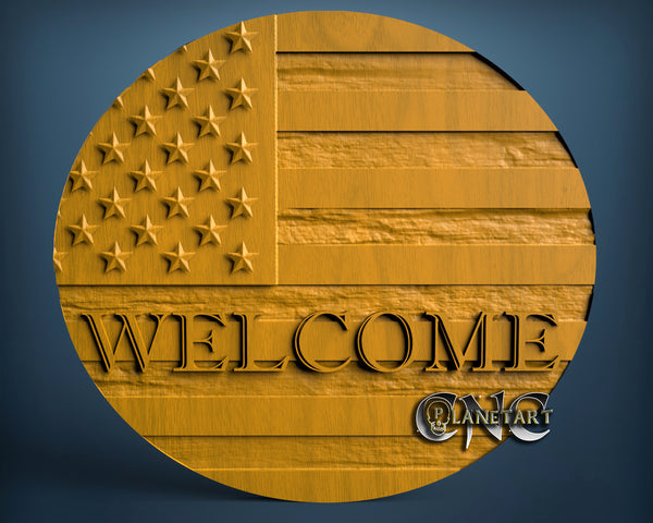 Welcome USA Flag, 3D STL Model 11380