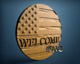 Welcome USA Flag, 3D STL Model 11380