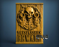 Skull Warning Sign, 3D STL Model 11394