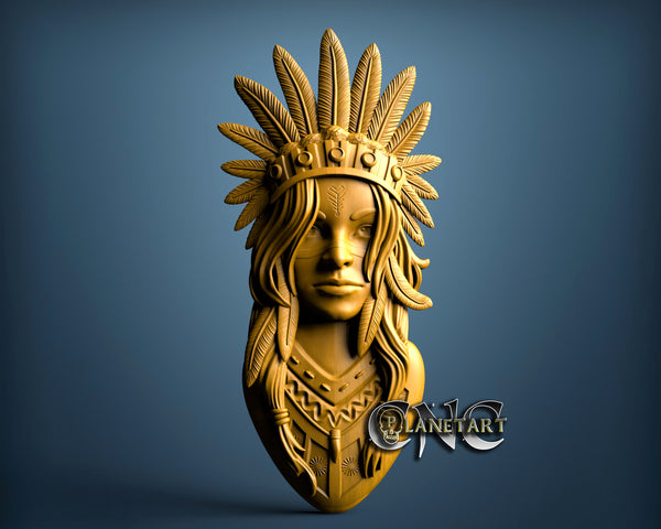 Native Indian Girl, 3D STL Model 11401 – Cnc Planet Art