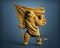 Bear with USA Flag, 3D STL Model 11462