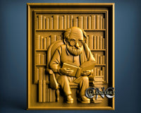 Grandfather Reading Books, 3D STL Model 11499