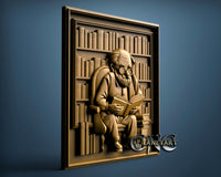 Grandfather Reading Books, 3D STL Model 11499