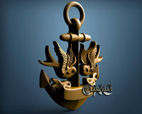 Anchor with Birds, 3D STL Model 11583