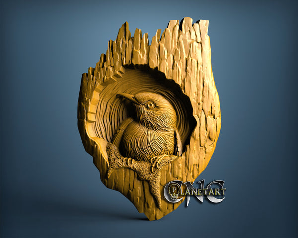 Bird in Wood, 3D STL Model 11676