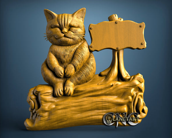 Cat with Table, 3D STL Model 11680