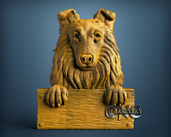 Collie Dog with Table, 3D STL Model 11681