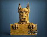 Doberman with Table, 3D STL Model 11684