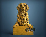 Dog with Table, 3D STL Model 11689