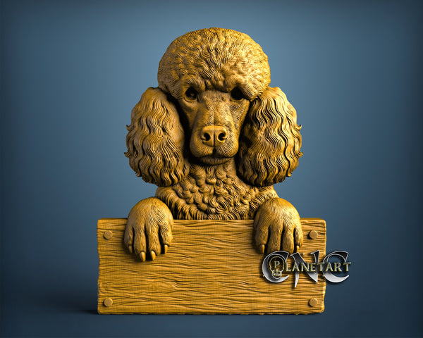 Poodle Dog with Table, 3D STL Model 11700