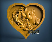 Lion Family Love, 3D STL Model 11705