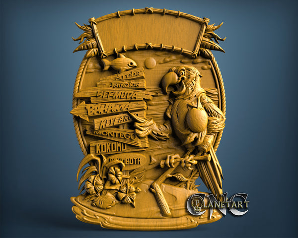 Parrot Beach Sign, 3D STL Model 11707