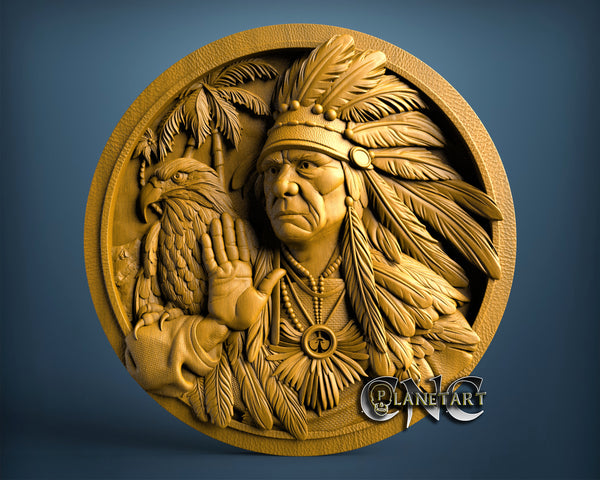 Indian and Eagle, 3D STL Model 11723