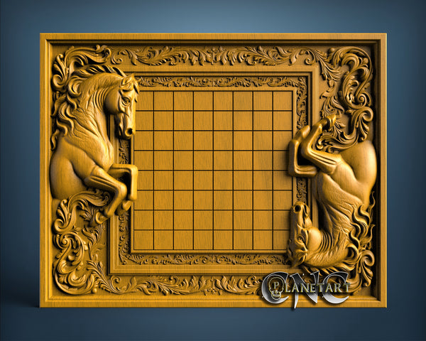 Horses Chess Board, 3D STL Model 11727