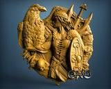 Viking Girl and Eagle, 3D STL Model 11730