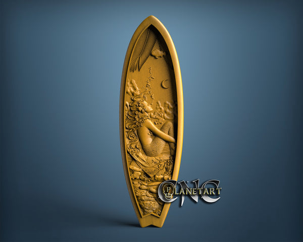 Surfboard Mermaid, 3D STL Model 11804