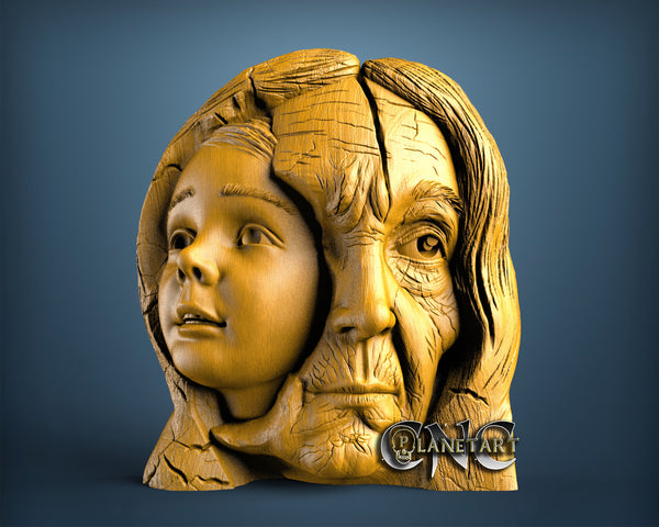 Baby and Grandma, 3D STL Model 11819
