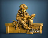 Boy with Book, 3D STL Model 11822