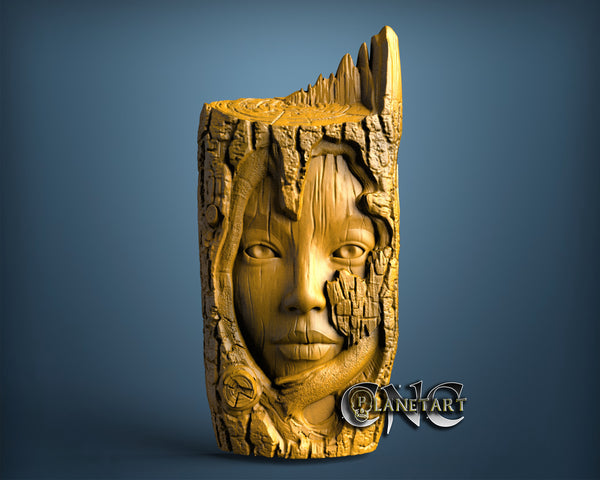 Girl Wooden Face, 3D STL Model 11827