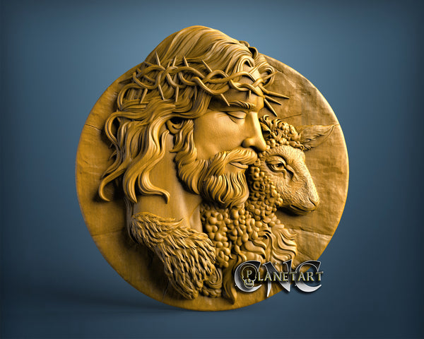 Jesus The good Sheperd, 3D STL Model 11840