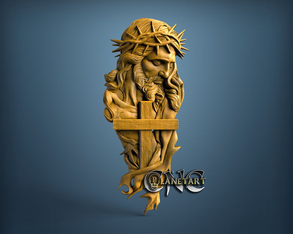Jesus & Cross, 3D STL Model 11843