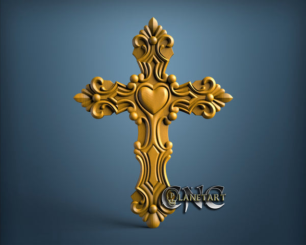 Cross with Heart, 3D STL Model 11844