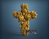 Flowers Cross, 3D STL Model 11850