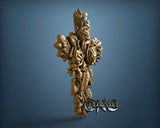 Flowers Cross, 3D STL Model 11850