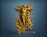 Cross and Angels, 3D STL Model 11851