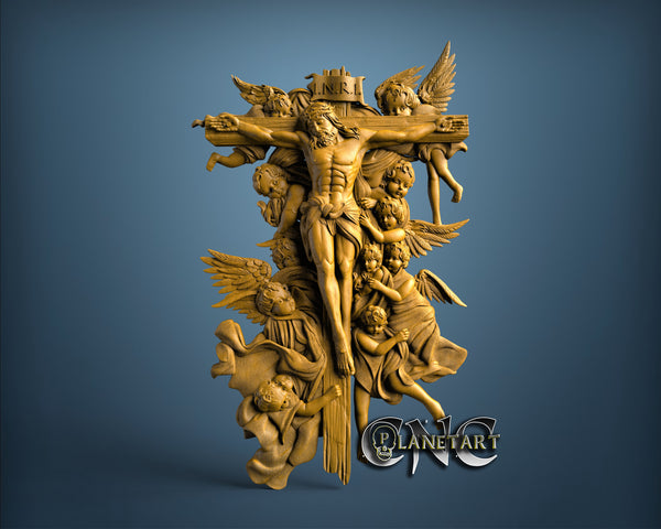 Cross and Angels, 3D STL Model 11851