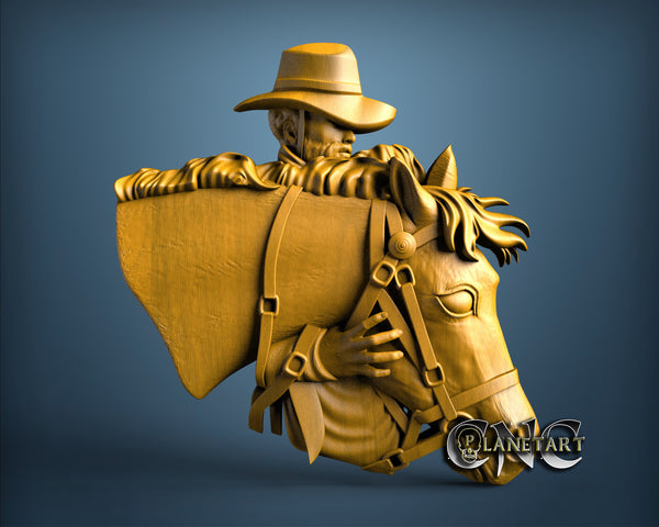 Cowboy and Horse, 3D STL Model 11866