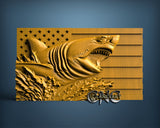 USA Flag & Shark, 3D STL Model 11872