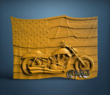 Harley and USA Flag, 3D STL Model 11886