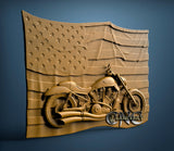 Harley and USA Flag, 3D STL Model 11886