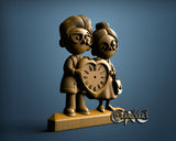 Couple Clock, 3D STL Model 11937