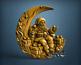 Santa on Christmas Moon, 3D STL Model 12072