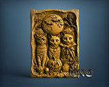 Halloween - 3 Musketiers Cats, 3D STL Model 12090
