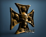 Skulls in Cross, 3D STL Model 12109