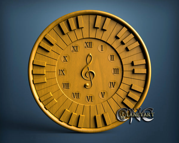 Piano Clock, 3D STL Model 11606