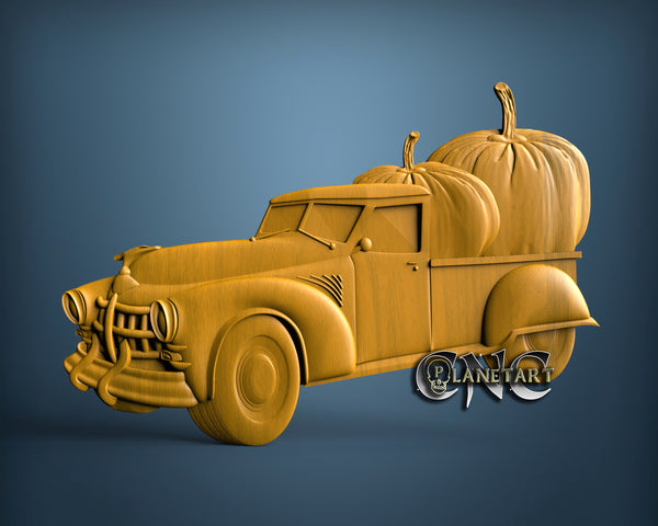 Car With Pumpkins, 3D STL Model 15008