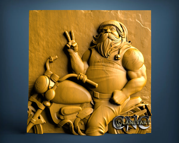 Biker Santa Claus, 3D STL Model 15020