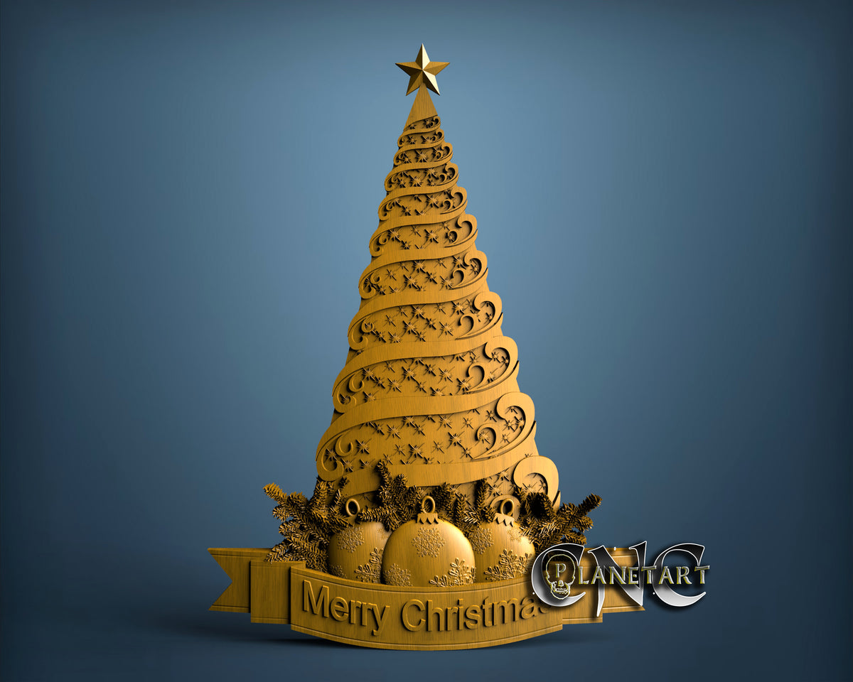 Merry Christmas Tree, 3D STL Model 15031 Cnc Art
