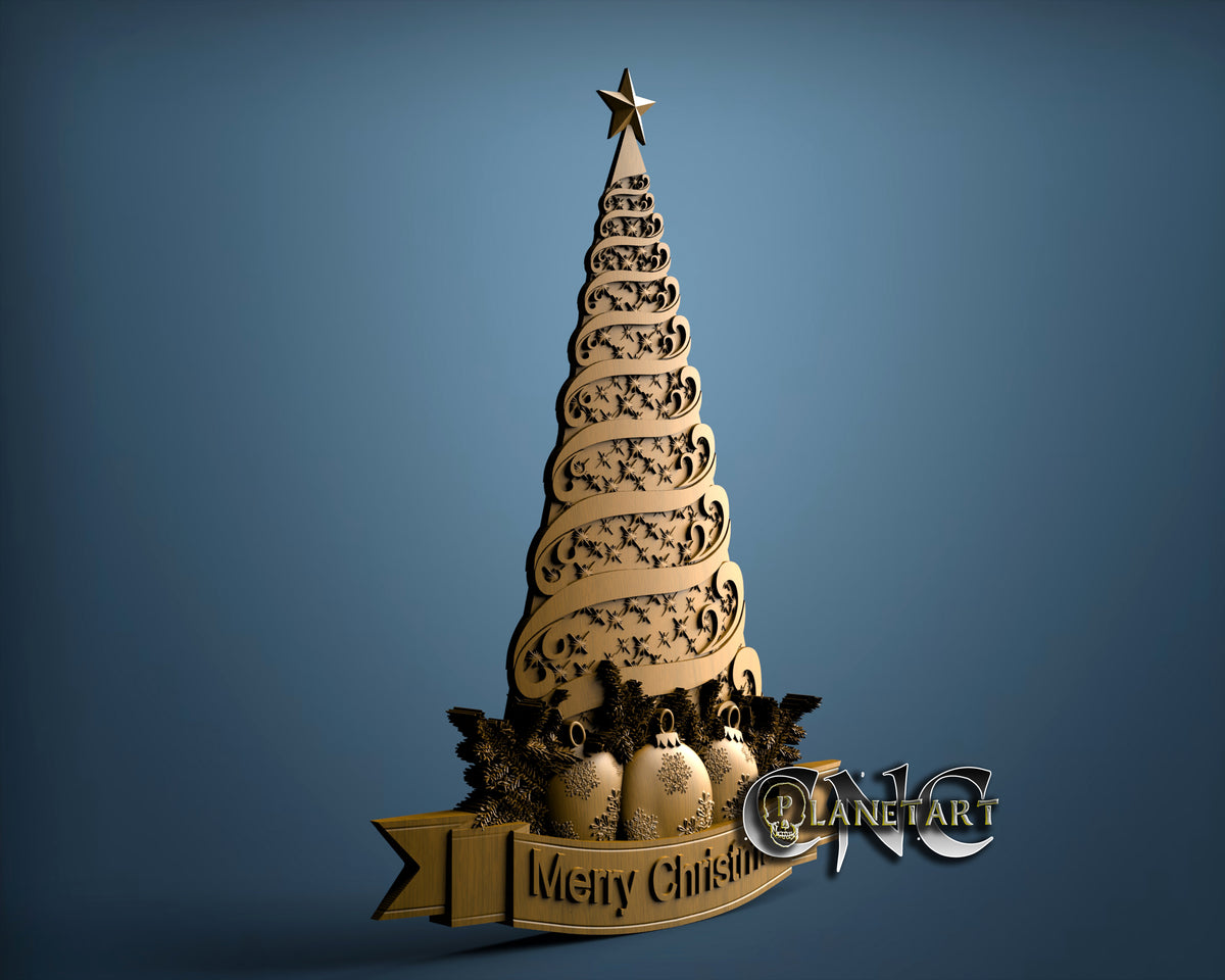 Merry Christmas Tree, 3D STL Model 15031 Cnc Art