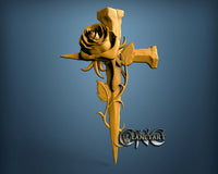 Cross & Rose, 3D STL Model 15051